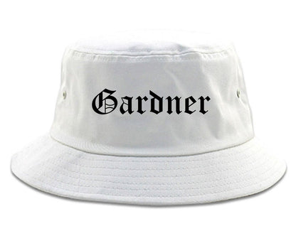 Gardner Massachusetts MA Old English Mens Bucket Hat White