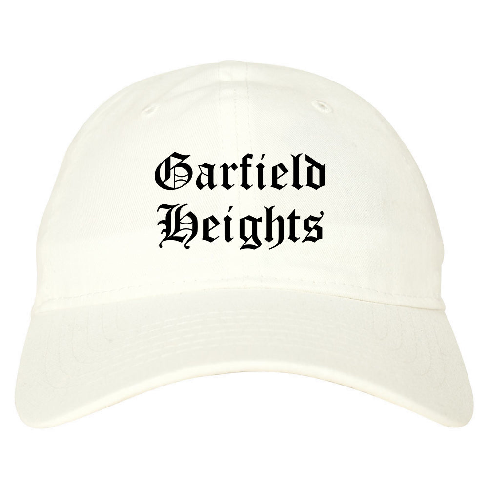 Garfield Heights Ohio OH Old English Mens Dad Hat Baseball Cap White
