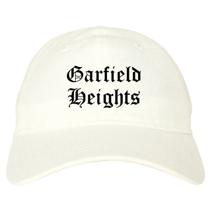 Garfield Heights Ohio OH Old English Mens Dad Hat Baseball Cap White