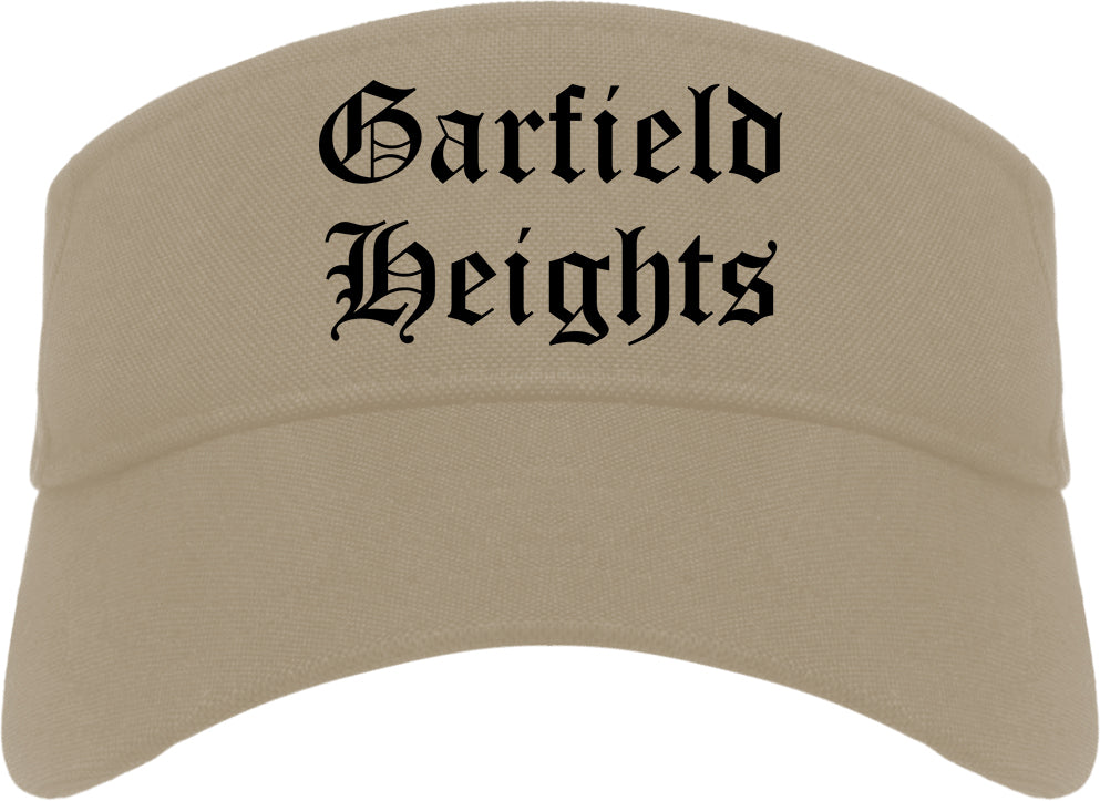 Garfield Heights Ohio OH Old English Mens Visor Cap Hat Khaki