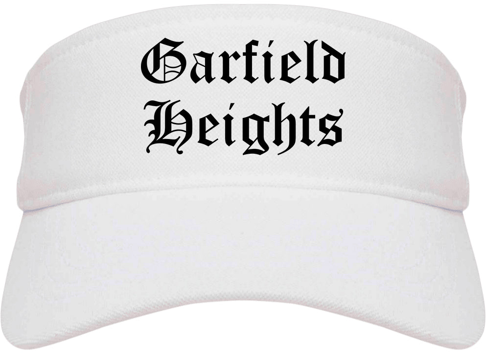Garfield Heights Ohio OH Old English Mens Visor Cap Hat White