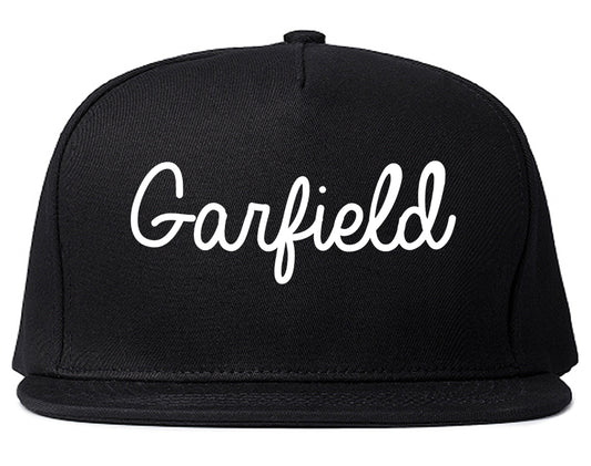 Garfield New Jersey NJ Script Mens Snapback Hat Black