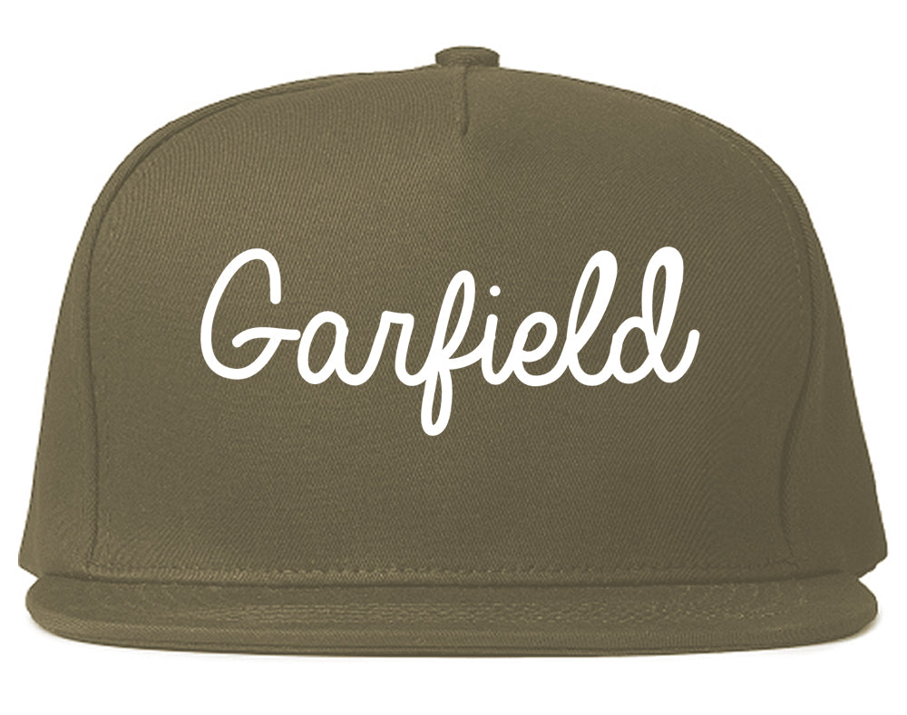 Garfield New Jersey NJ Script Mens Snapback Hat Grey