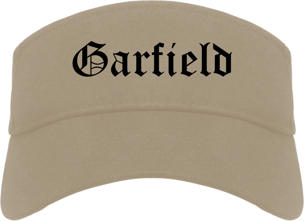 Garfield New Jersey NJ Old English Mens Visor Cap Hat Khaki