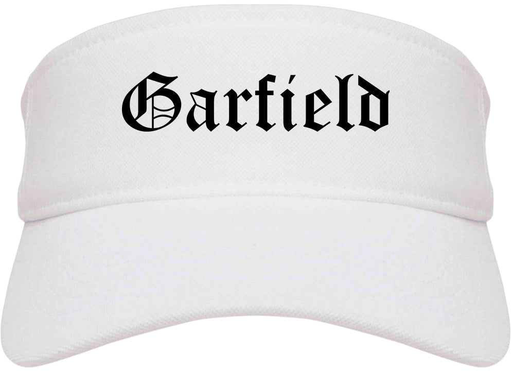 Garfield New Jersey NJ Old English Mens Visor Cap Hat White