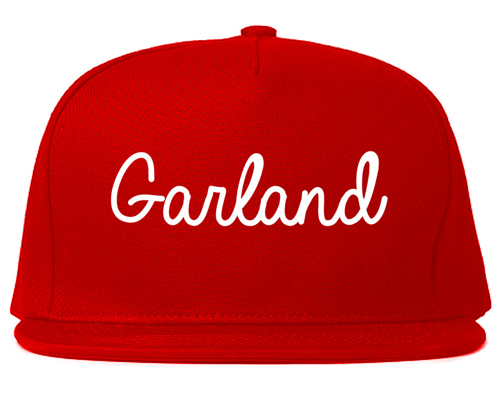 Garland Texas TX Script Mens Snapback Hat Red