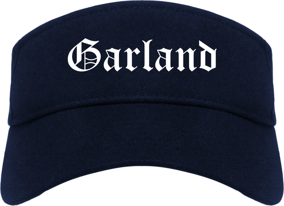Garland Texas TX Old English Mens Visor Cap Hat Navy Blue
