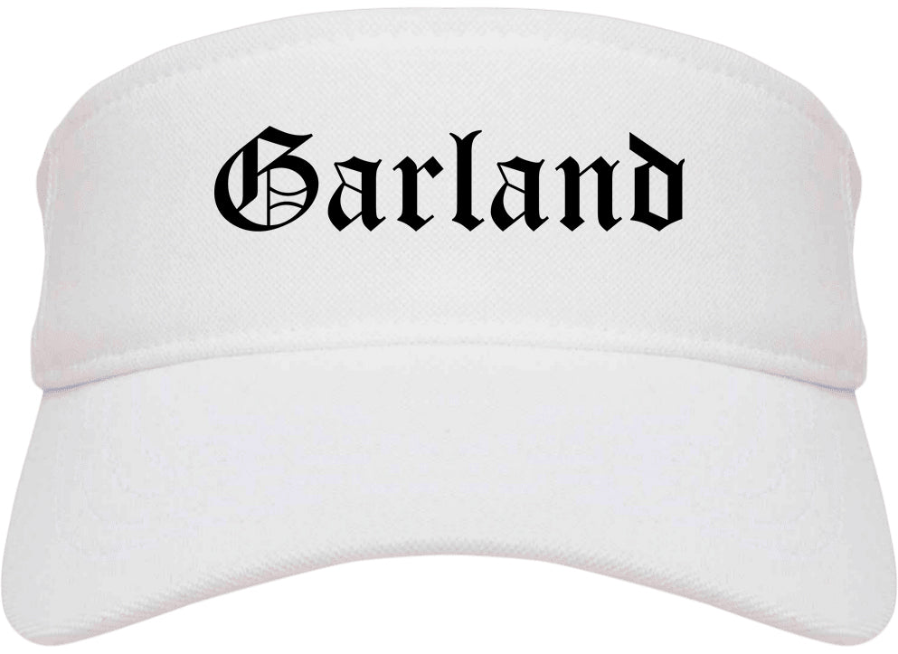 Garland Texas TX Old English Mens Visor Cap Hat White