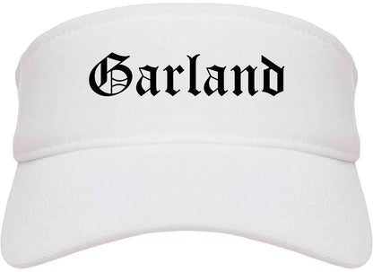 Garland Texas TX Old English Mens Visor Cap Hat White