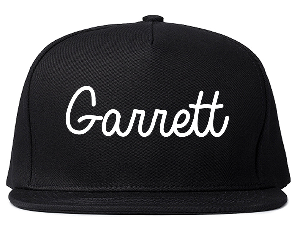 Garrett Indiana IN Script Mens Snapback Hat Black