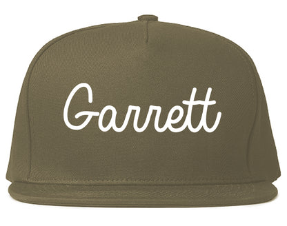 Garrett Indiana IN Script Mens Snapback Hat Grey