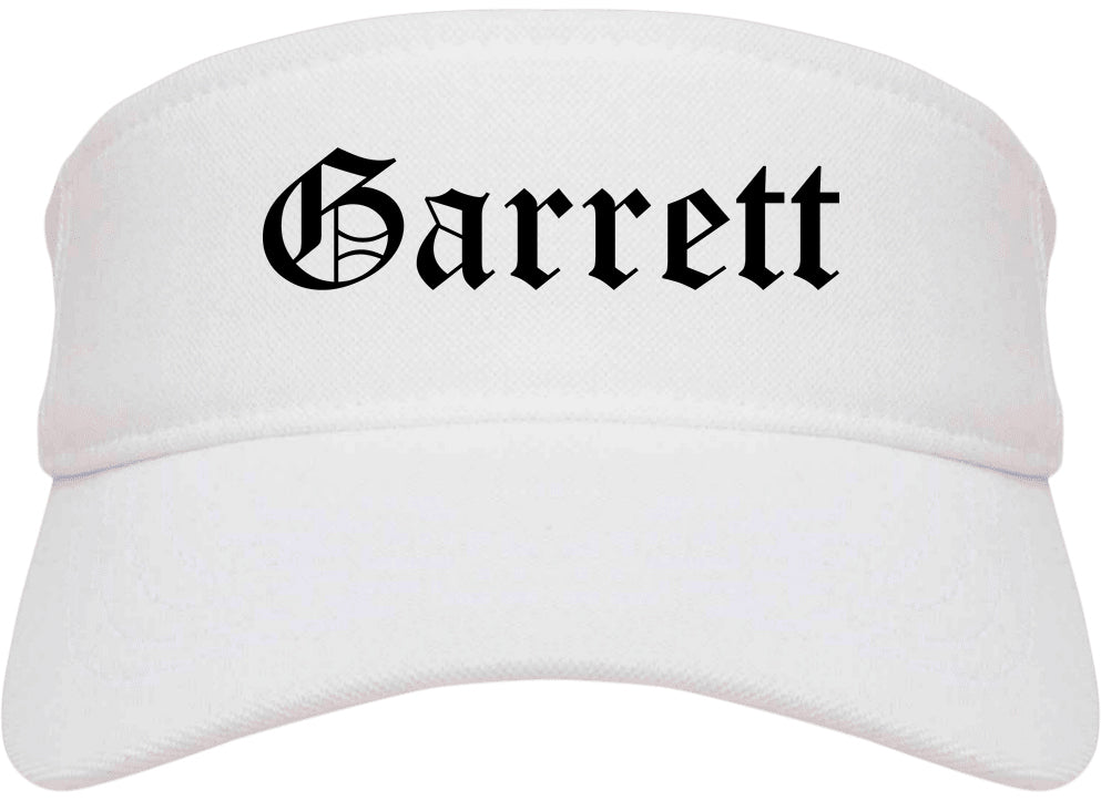 Garrett Indiana IN Old English Mens Visor Cap Hat White
