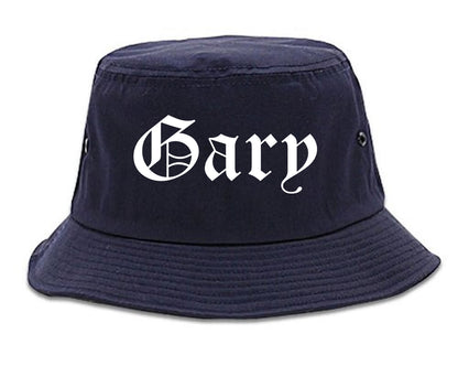 Gary Indiana IN Old English Mens Bucket Hat Navy Blue