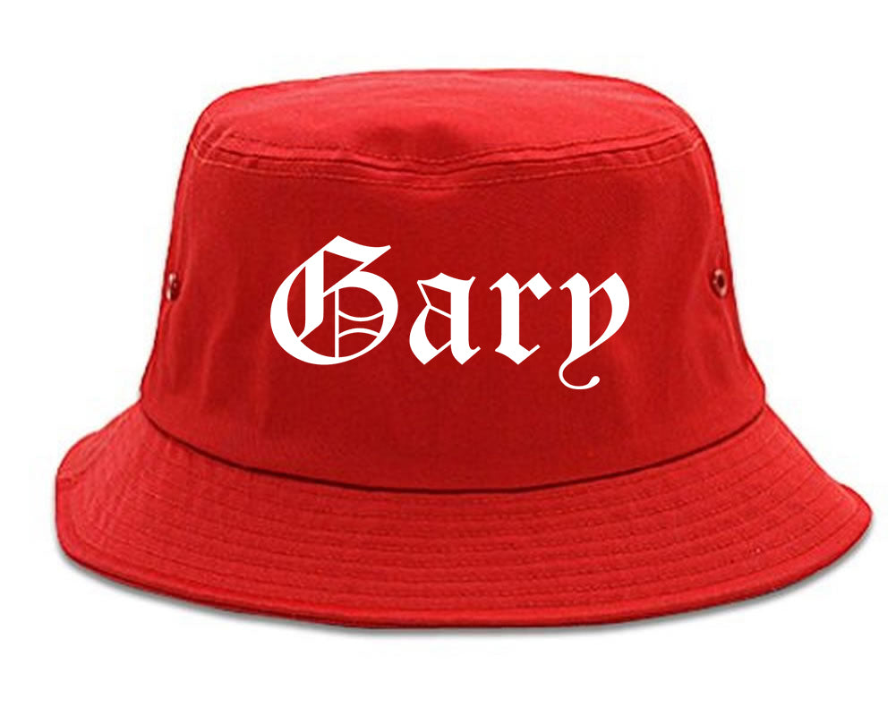 Gary Indiana IN Old English Mens Bucket Hat Red