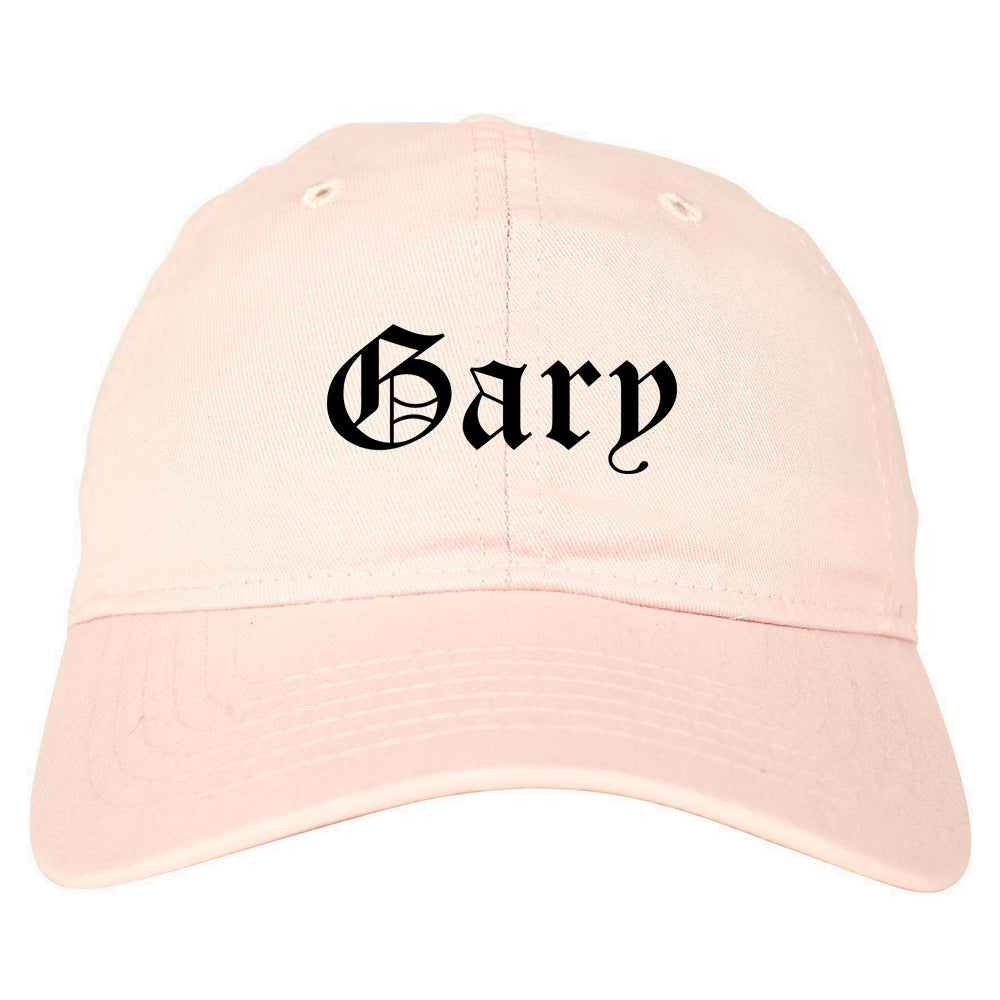 Gary Indiana IN Old English Mens Dad Hat Baseball Cap Pink