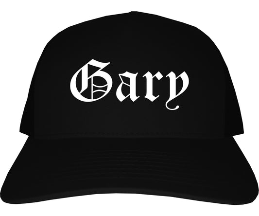Gary Indiana IN Old English Mens Trucker Hat Cap Black