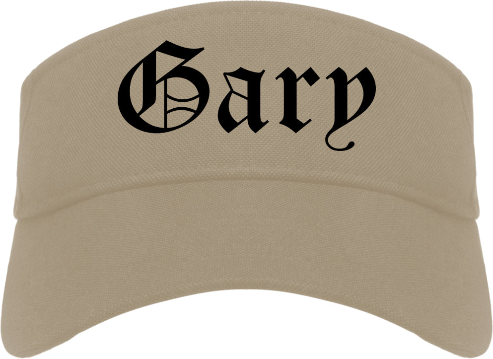 Gary Indiana IN Old English Mens Visor Cap Hat Khaki
