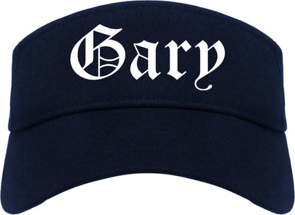 Gary Indiana IN Old English Mens Visor Cap Hat Navy Blue