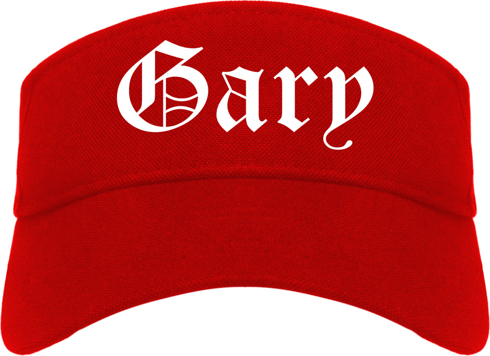 Gary Indiana IN Old English Mens Visor Cap Hat Red