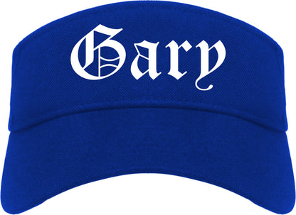 Gary Indiana IN Old English Mens Visor Cap Hat Royal Blue