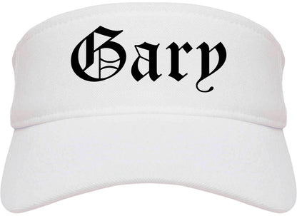 Gary Indiana IN Old English Mens Visor Cap Hat White