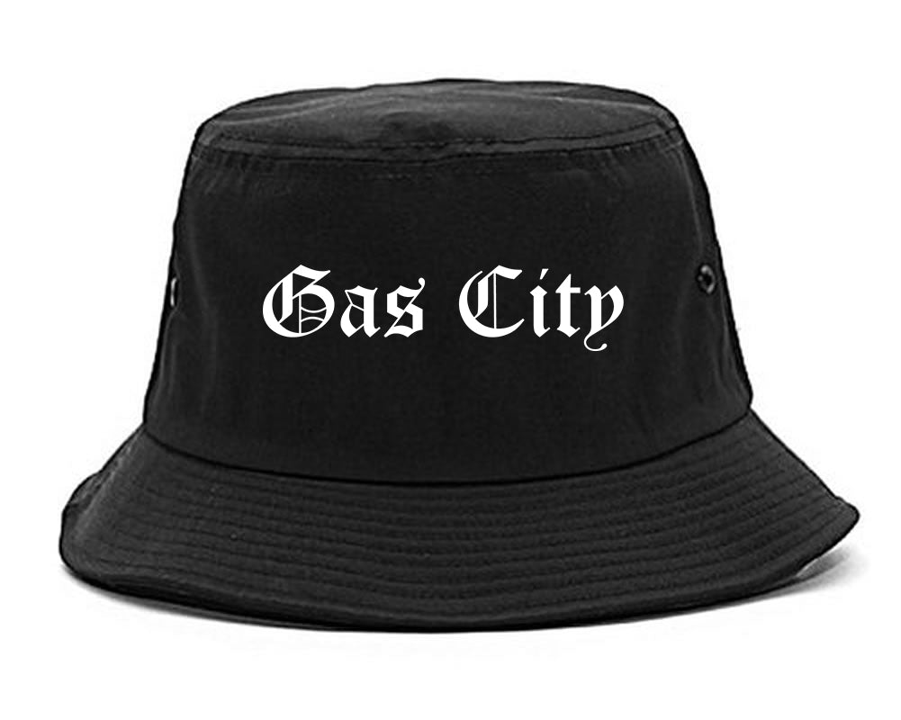 Gas City Indiana IN Old English Mens Bucket Hat Black