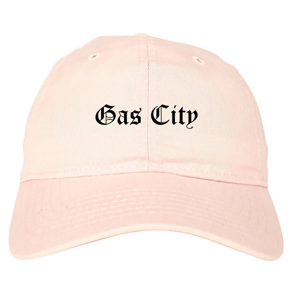 Gas City Indiana IN Old English Mens Dad Hat Baseball Cap Pink
