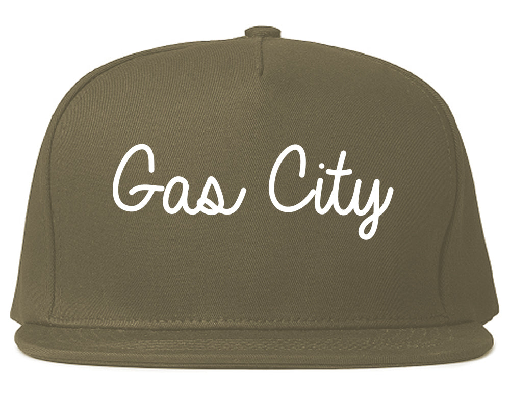 Gas City Indiana IN Script Mens Snapback Hat Grey