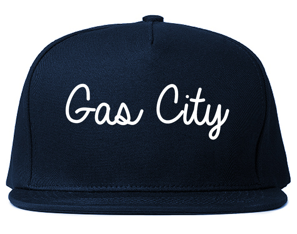 Gas City Indiana IN Script Mens Snapback Hat Navy Blue
