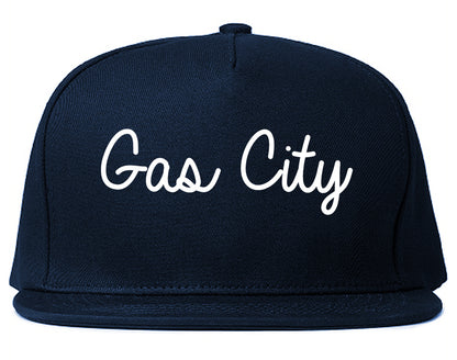Gas City Indiana IN Script Mens Snapback Hat Navy Blue