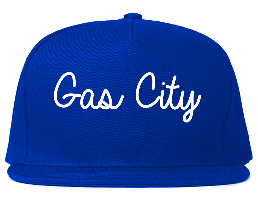 Gas City Indiana IN Script Mens Snapback Hat Royal Blue