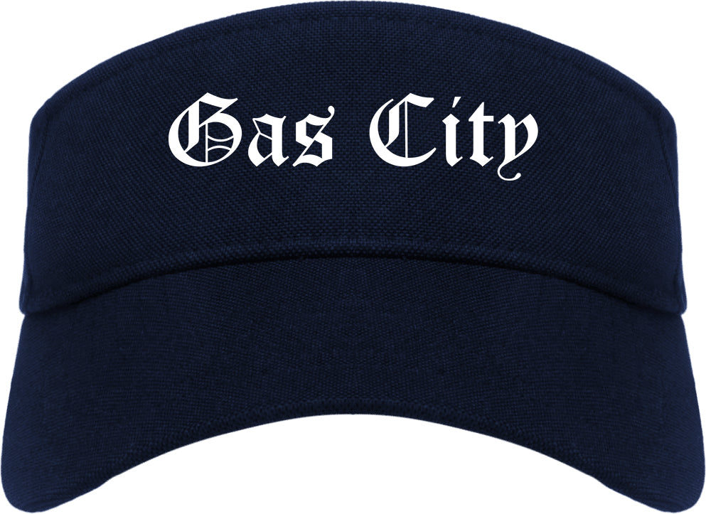Gas City Indiana IN Old English Mens Visor Cap Hat Navy Blue