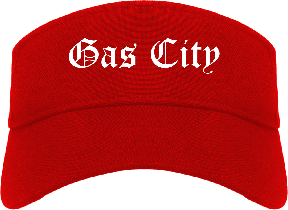 Gas City Indiana IN Old English Mens Visor Cap Hat Red