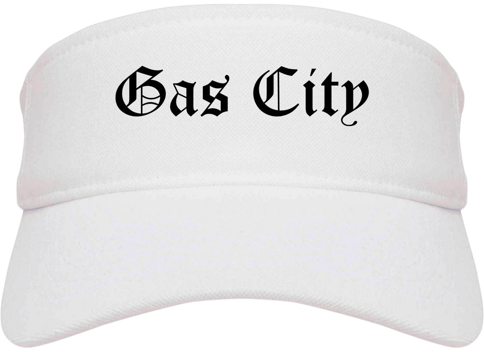 Gas City Indiana IN Old English Mens Visor Cap Hat White