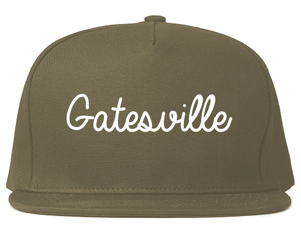 Gatesville Texas TX Script Mens Snapback Hat Grey