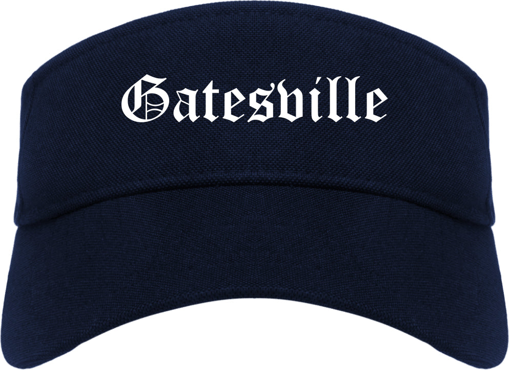 Gatesville Texas TX Old English Mens Visor Cap Hat Navy Blue