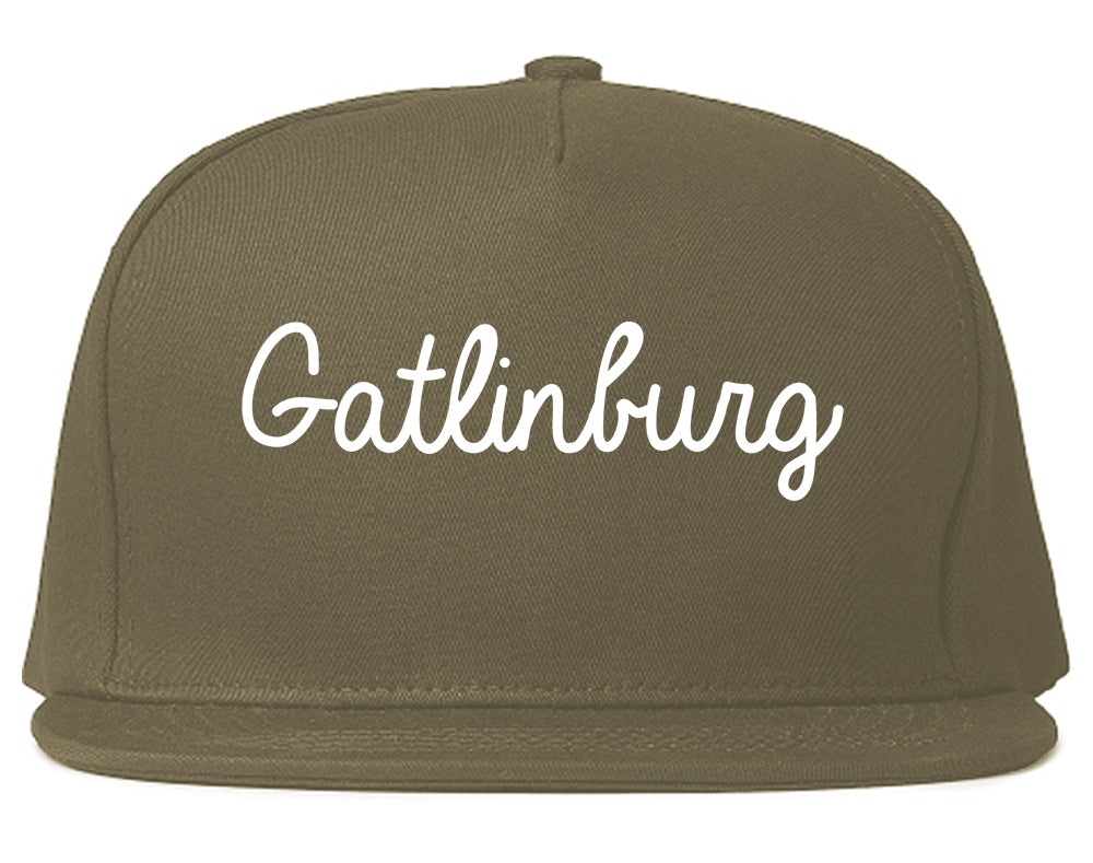 Gatlinburg Tennessee TN Script Mens Snapback Hat Grey
