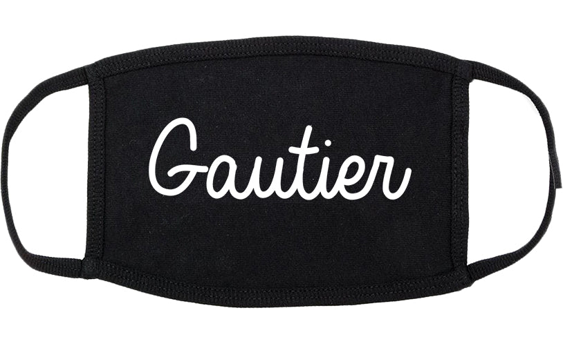 Gautier Mississippi MS Script Cotton Face Mask Black