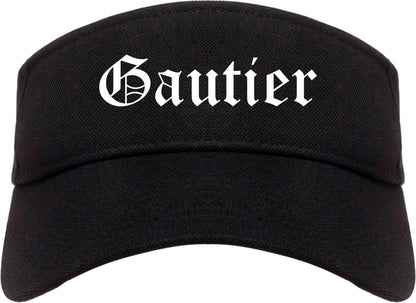 Gautier Mississippi MS Old English Mens Visor Cap Hat Black