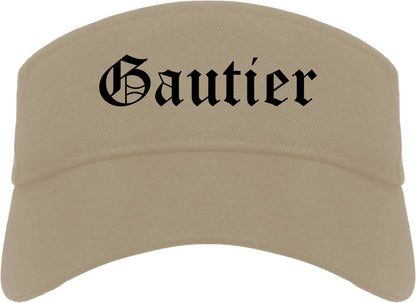 Gautier Mississippi MS Old English Mens Visor Cap Hat Khaki