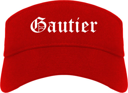 Gautier Mississippi MS Old English Mens Visor Cap Hat Red