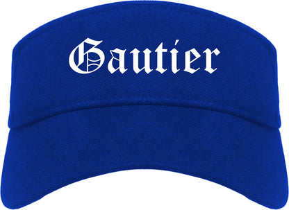 Gautier Mississippi MS Old English Mens Visor Cap Hat Royal Blue