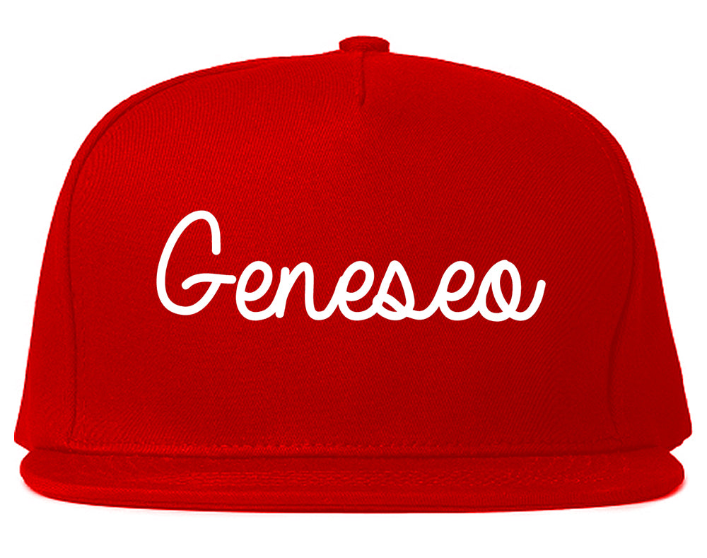 Geneseo Illinois IL Script Mens Snapback Hat Red