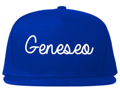 Geneseo Illinois IL Script Mens Snapback Hat Royal Blue