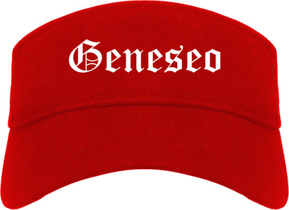Geneseo Illinois IL Old English Mens Visor Cap Hat Red