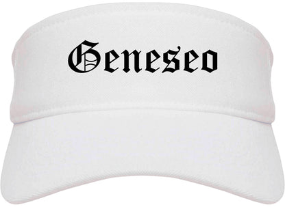 Geneseo Illinois IL Old English Mens Visor Cap Hat White