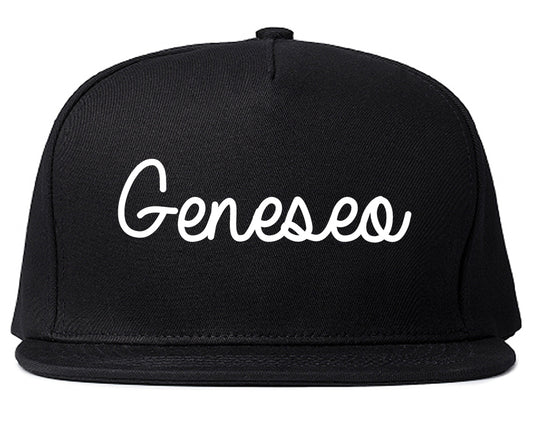 Geneseo New York NY Script Mens Snapback Hat Black