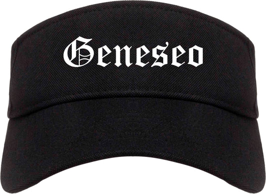 Geneseo New York NY Old English Mens Visor Cap Hat Black