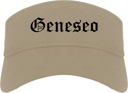 Geneseo New York NY Old English Mens Visor Cap Hat Khaki