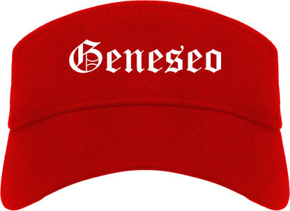 Geneseo New York NY Old English Mens Visor Cap Hat Red